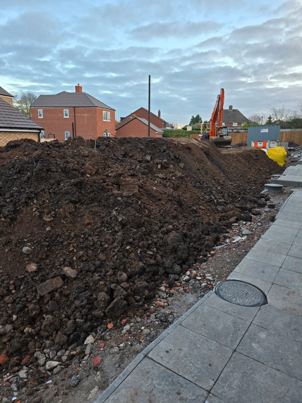 Excavated spoil segregated on site pending WAC test results and classification
